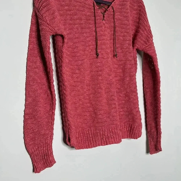 Ralph Lauren Linen Cotton Knitted Tunic Sweater Pullover Dusty Pink Suede Tassel - Picture 4 of 7